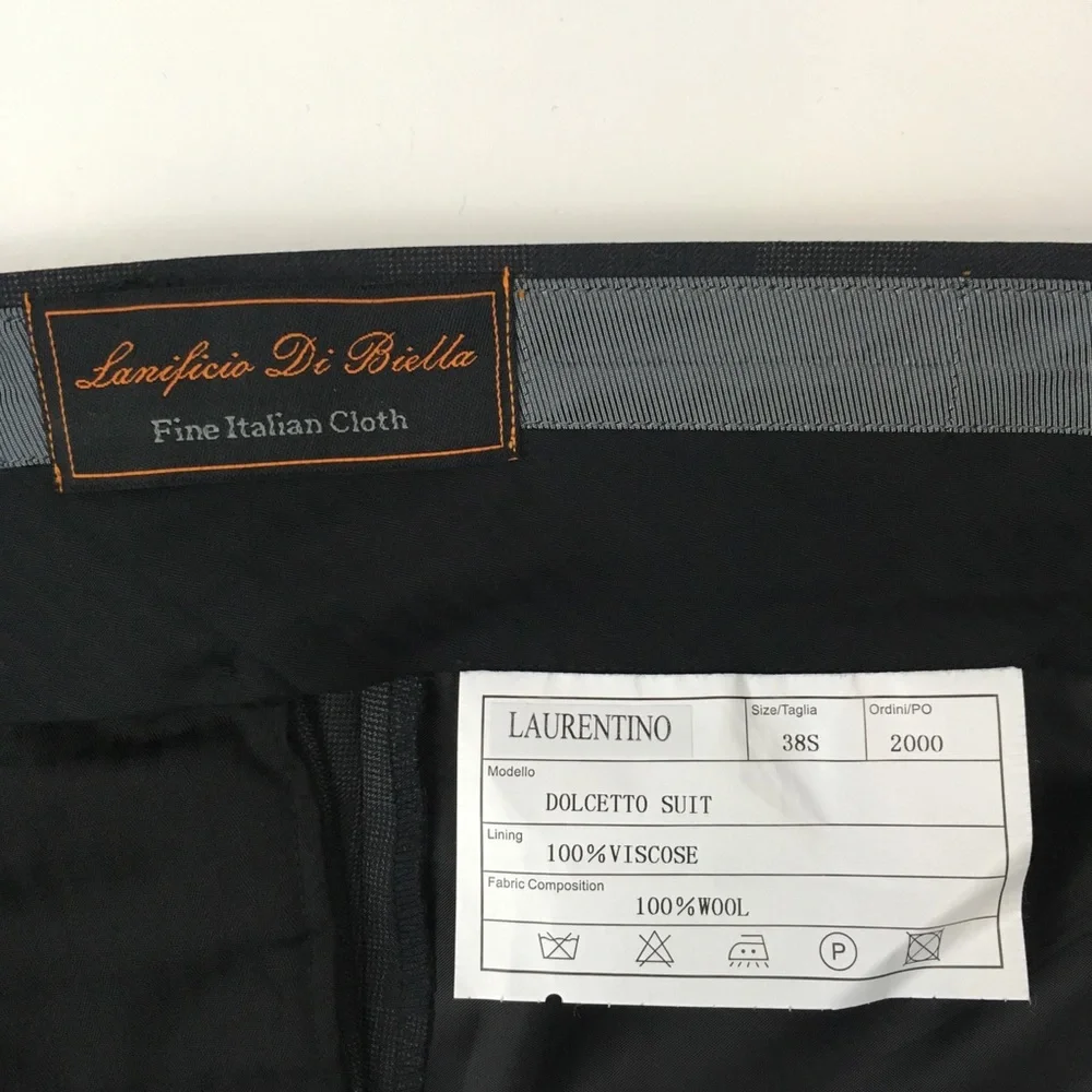 Laurentino 44s mens suit gray checks 2 piece 100% wool 2 button nwt italy ea0158